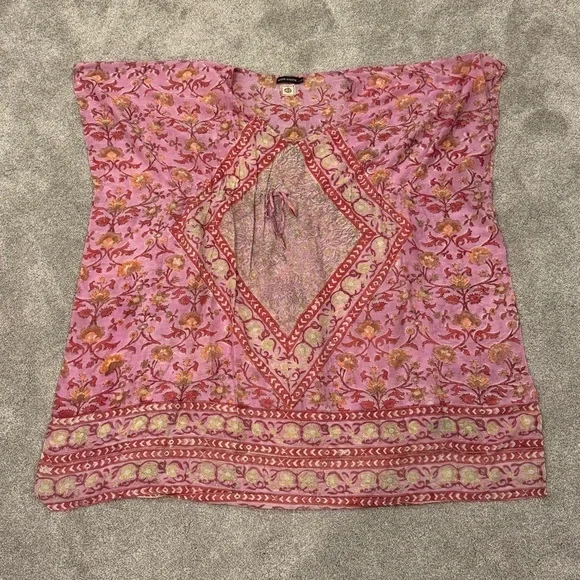 Tuckernuck Antik Batik Nootka Kaftan Pink Floral Size Large Cotton Maxi Sundress - Picture 4 of 11